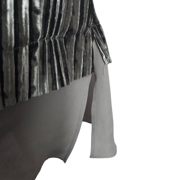 Shiny Pleated Dress Regency Core Party Glam Velvet Gray Origami by Vivien M - Picture 9 of 16